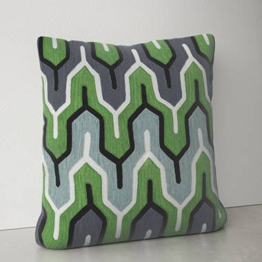 Green geometric throw online pillows